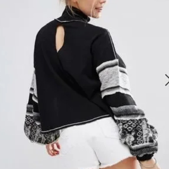 Free People Black and Gray Patterned Sweater - Picture 2 of 7
